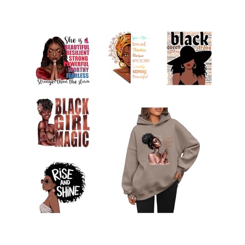 6PCS Vibrant Empowerment Cultural Black Women Iron On Transfer Patches - style: BWG005