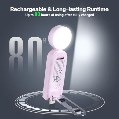 VAVOFO USB Rechargeable Book Light, Bookmark Clip on LED Reading Light - color: Pink Purple