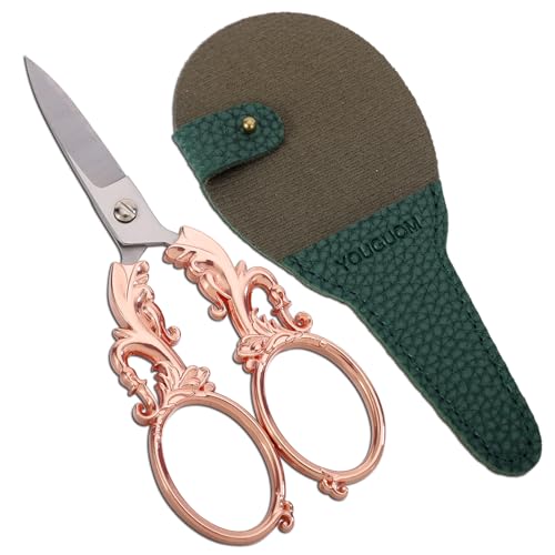 YOUGUOM Sewing Scissors with Cover, Multipurpose Craft Shears - color: Rose Gold