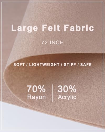Tan Felt Fabric 72" x 18", Large Stiff Craft Felt Sheet by The Yard - color: Tan, size: 72" X 18" (0.5 Yard)