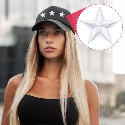 PAGOW 60 Pcs Star Iron on Patch, 1 Inch Sew on Star Embroidered Patches - color: 60 White