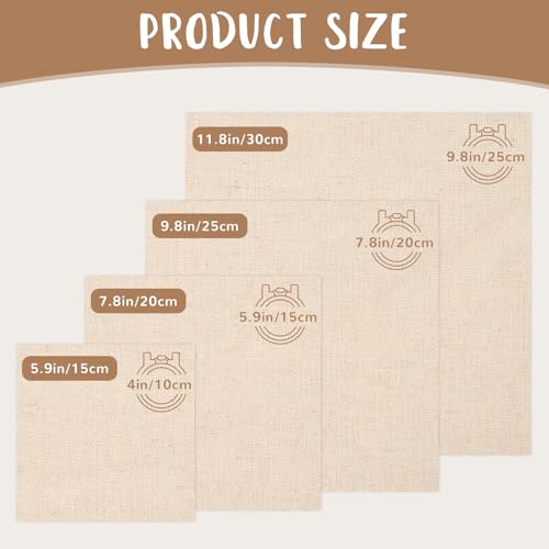 16 PCS Beige Linen Needlework Embroidery Fabric Cloth - color: Beige