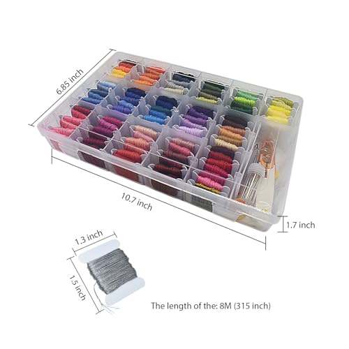Embroidery Floss Thread Kit 100％ Cotton Floss Bobbins and Cross Stitch Kit Bracelets Floss Crafts Floss (96 Color) - color: 96 Color