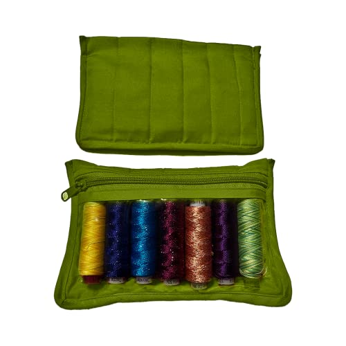 Yazzii Sewing Notions Pouch Set (2PC) - Portable & Multipurpose - Sewing Supplies Organizer for Thread Spools, Needles, Beads, Embroidery Floss, Fabric Pieces & More!-Green - color: Green, size: 8" x 5.25"