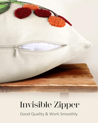Embroidered Throw Pillow Cover, 18x18 Inch, Bird Branch - color: Tree Bird, size: 18" x 18" (Pack of 1)