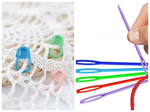 Exquiss Bamboo Knitting Needles Set, 18 Pairs Circular(31.5”) Wooden Knitting Needles with Colored Plastic Tube, 36PCS Single Pointed Bamboo Knitting Needle(9.5”), Include Knitting Tools for Weaving