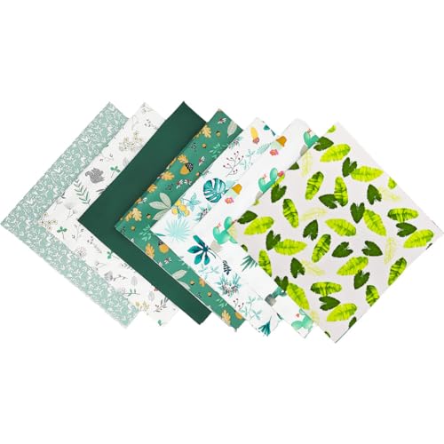 7 pcs/lot Fabric Bundles Top Cotton 19.69" x 19.69" (50cm x 50cm) Quilt, Pre-Cut Squares Sheets for Patchwork Sewing Quilting Crafting, Green Floral. - color: M-7