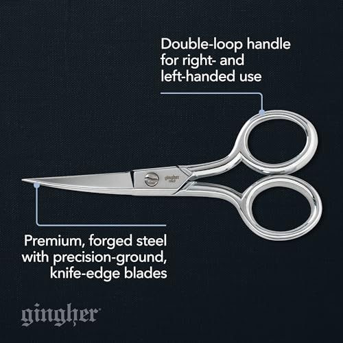 Gingher 4" Curved Embroidery & Applique Scissors for Crafting & Sewing - style: 4" Embroidery - Curved