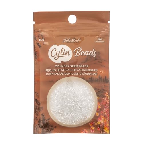 John Bead 25g Cylin Beads Crystal Luster 11/0 Glass Cylindrical Seed Beads for Jewelry Bracelets Necklaces Earrings Making Embroidery - color: Transparent Crystal Luster
