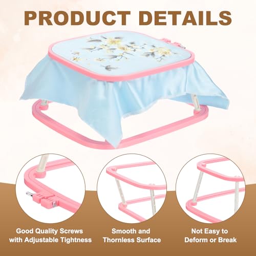PATIKIL 9.4" x 8.7" Square Embroidery Hoop Stand, Adjustable ABS Plastic Cross Stitch Stand Hands-Free 2-Tier Embroidery Hoop Holder Punch Needle Frame for Sewing Arts Needlework, Red - color: Red, size: 9.4" x 8.7"