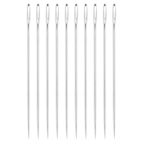 uxcell 50 Pcs Large Eye Sewing Needles, 1.26 Inch 0.6mm High Carbon Iron Embroidery Thread Needle Sewing Big Eye Needle Knitting Needles for Hand Sewing Art Crafts, Silver - size: 32mm, 0.6mm