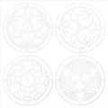 BENECREAT 4Pcs Acrylic Sashiko Stencil, 4.5inch Flower Acrylic Embroidery Tool Drawing Line Template for Hand Quilting and Embroidery, 2mm Thick