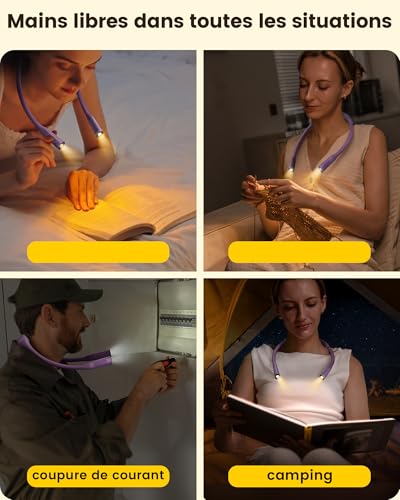 Glocusent Neck Book Light, Rechargeable Neck Lights for Crafts Reading - color: Purple