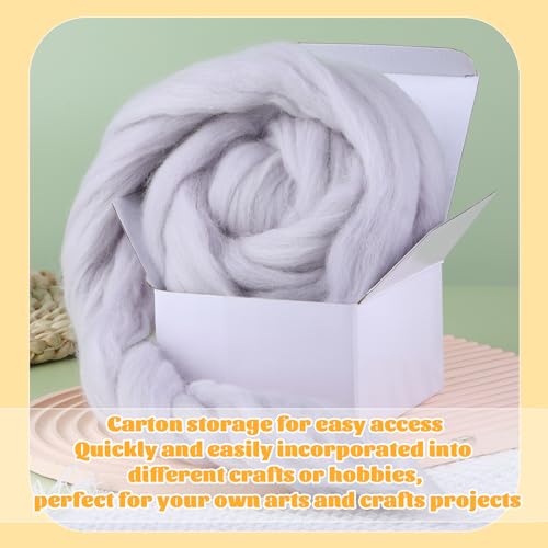 3.53oz Needle Felting Wool Roving for Needle Felting Grey Felting Wool - color: grey