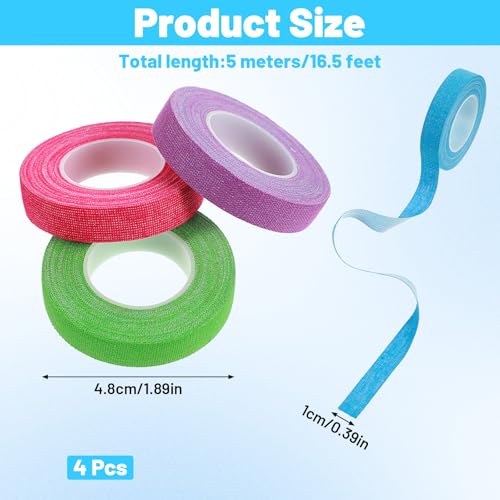 4PCS Thimble Tape for Hand Sewing, Self-Adhesive Finger Tape Sewing Finger Protector Breathable Nail Bandage for Quilting, Embroidery DIY Crafts (Rose Red, Green, Purple, Blue)