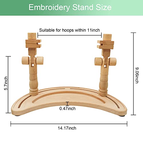 Adjustable Embroidery Hoop Stand – Rotatable Wooden Cross Stitch, Needlepoint & Punch Needle Holder for DIY Sewing
