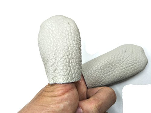 Inton 10 Pair - Needle Felting Leather Gloves Finger Protector Craft Tools Cowhide Leather Thumb Guard Thimble for Protecting Your Fingers Essentially DIY Handmade Grey