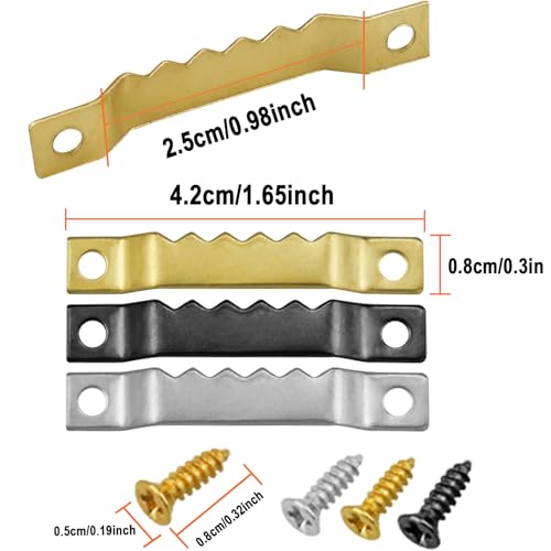 Sawtooth Picture Hangers,100 Pcs Black Steel Photo Frame Hanging Hangers 200 Screws for Wall Clock Paintings Wood Craft Decor Artwork Signs Posters Picture Frame Sketch Hanger,Cross-Stitch (Mix Color) - color: Mix Color