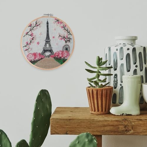 Embroidery Starter Kit Eiffel Tower Paris Pattern Full Range DIY Beginner - color: White-Gray