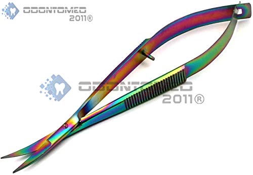 Pack of 2 Pieces 4.5" Embroidery Easy Snips Scissors - EZ Snip Straight & Curved Blades Stainless Steel Multi Color Rainbow