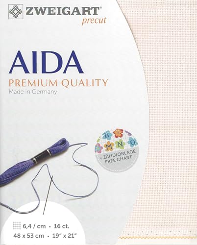 Wizardi Aida 16 Count Rose 3251/4110. Needlework Canvas, Cross-Stitch Fabric, Embroidery Cloth, Needlepoint Canvas. 100% Cotton. Precut Zweigart - color: Rose