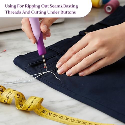 3 PCS Seam Rippers for Sewing, Needle and Thread Seam Ripper, Stitch Remover Tool for Hand Sewing, Knitting, Cross Stitching, Embroidery and Thread Removal (Purple)