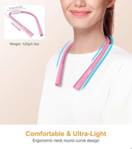 Gritin Book Light, Eye Caring 4-Color&5-Brightness Neck Light Reading Light - color: Rose, size: Upgraded