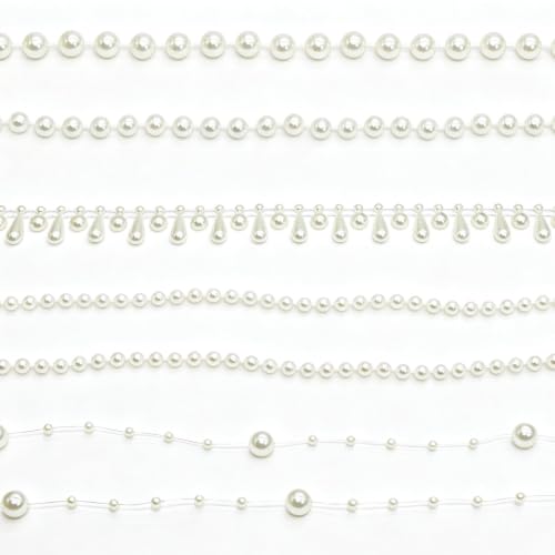 Cotton Thread Bead Pearl Chain, Artificial Pearls, for Home Decor