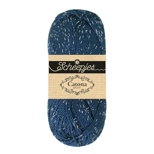Scheepjes Catona Shine 50 g (1.76 oz) Yarn - 527-S Midnight Silver - color: 527-S Midnight - Silver