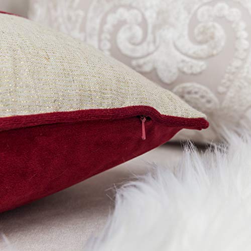 Embroidery Velvet Throw Pillow Cover, Merry Christmas Series (Natural) - color: Natural
