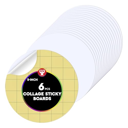 Hygloss Sticky Circle Craft Boards - 6 Pack 5-Inch Self Stick Collage Boards for Kids - Peel & Stick Mounting Boards for Art Projects, School Crafts, Classrooms, and DIY Displays - size: 6-Pcs, style: Circle 5"
