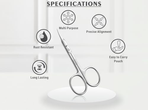 SILLVER Cuticle Scissors Curved Blade - Extra Fine Pointed Tip Professional Manicure Grooming Scissors for Cuticles, Beard, Nose Hair, Eyelash, Mustache - Eyebrow Scissors - size: Slim 3-0.9mm Blade Width