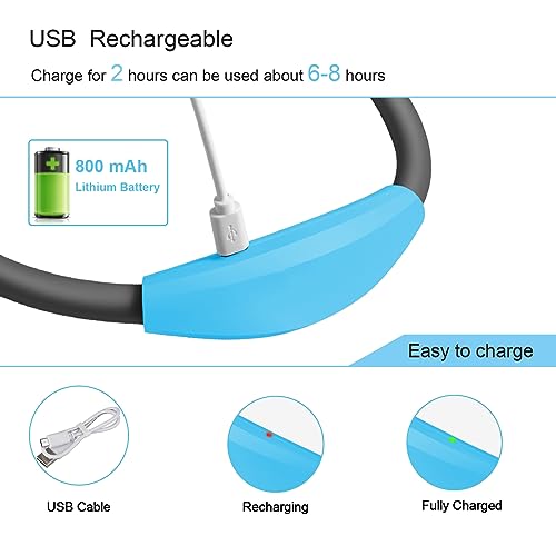 Book Light, Neck Reading Light, USB Rechargeable, Hands Free, 4 Super Bright LED Bulbs, 3 Adjustable Brightness, Best for Reading in Bed, Knitting, Walking, Jogging, Mending in Night (Blue) - color: Blue