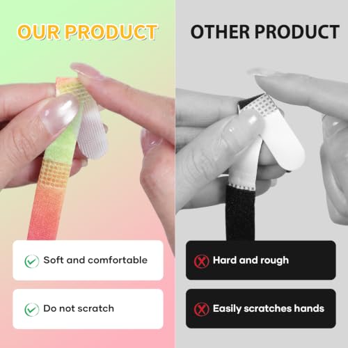 Finger Buddy Straps, 12PCS Finger Buddy Tape Straps Loops, Rainbow - color: Rainbow Gradient