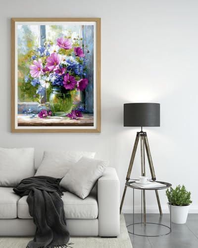 Moohue 14 ct Counted Cross Stitch Kits for Adults Flowers Cross Stitch Patterns Stamped Printed Cross Stitch Kits (Flowers 3) - color: Flowers 3