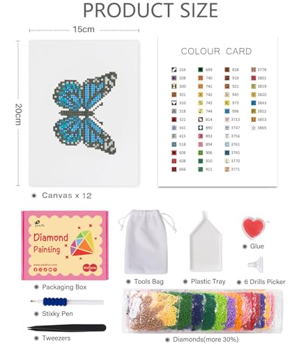 PeakLuv Small Diamond Art Kits Butterfly Mini Diamond Painting Kits - color: Butterfly