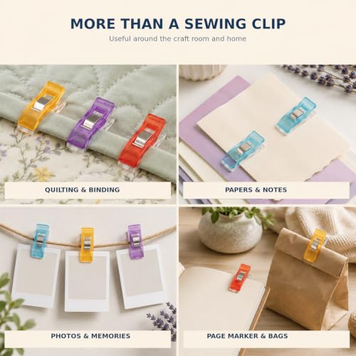Sewing Clips with Tin Box,100 PCS Fabric Clips for Quilting & Binding