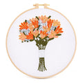 Flower Bouquet Embroidery Kit Beginners, DIY Hand Embroidery Set with Hoop