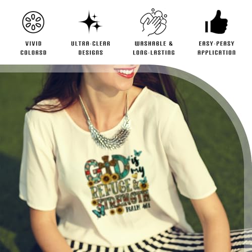 Dazoratix Christian Iron on Patches - 20 Sheets Sunflower Bible Verse DTF Ready to Press Heat Transfers Vinyl Design Religious Stickers Decals for T Shirts Clothes Clothing Hoodies Applique DIY Crafts - style: Sunflower Christian