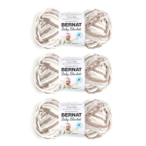 Bernat Baby Blanket Yarn for Crocheting Soft, Sand Castles, 3-Pack - color: Sand Castles, size: 3 Pack, style: Baby Blanket