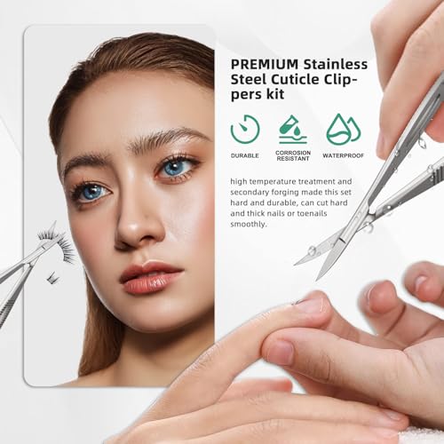 Cuticle Scissors, Professional Curved 15° Blade Stainless Steel, Ultra Sharp for Precision Nail Grooming, Eyebrow Shaping, and Sewing Thread Snips, with Travel Case