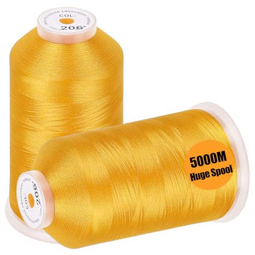 New brothread 2 Huge Spools Embroidery Machine Thread -Harvest Gold - color: Harvest Gold-206