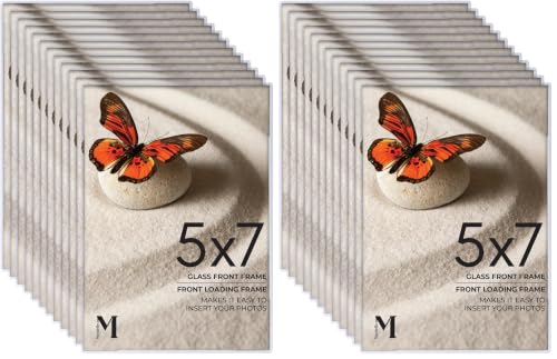 Mantello 5x7 Inch Front Loading Picture Frames - Clear - Art Wall Hanging Table Desk - Family Gallery Multi Photo Frame - 24 Pack - color: Clear, size: 5x7 - 24 Pack