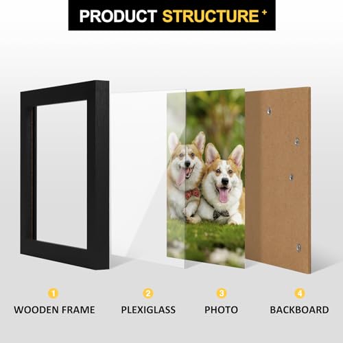 TOFOREVO 5x5 Picture Frames set of 2, Black - color: Black Wood Grain, size: 5x5