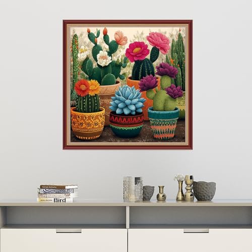 Dooxvey Cross Stitch Kits for Adults Beginners,Full Range of Cross-Stitch Stamped Kits Needlepoint Kits for Beginners Embroidery Kits 11CT Cross Stitch Patterns-Flowers Succulent Plants 18x18 inch - color: Magicolor06