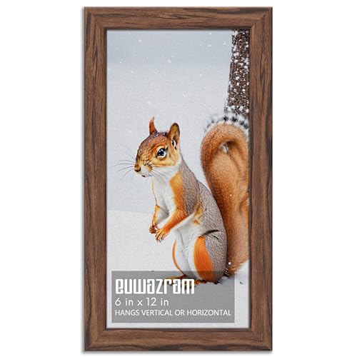 Rustic Walnut 6x12 Frame - Single Frame, 6 x 12 Poster Frame for Artwork, Puzzles, Photos and Movie Posters Picture Frames - size: 6" x 12"
