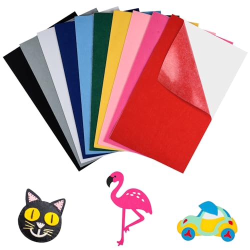 NACHLYNN 11Pcs Self Adhesive Felt Fabric Sheets 7"x11.5" /18x29cm Sticky Back Felt Fabric for Crafts Art Project DIY Sewing Patchwork Decoration (Colorful) - color: Colorful