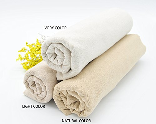 Light Beige Linen Needlework Embroidery Fabric Cross Stitching Plain Solid Color Aida Cloth Rose Flavor - color: Light Beige