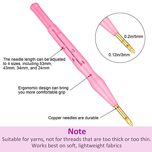 WILLBOND 17 Pcs Punch Needle Kit Adjustable Embroidery Set,Pink, Purple - color: Pink, Purple