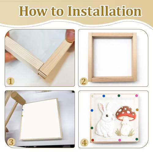 16 Pcs Needlepoint Stretcher Bars for Needlework, Wooden Canvas Stretcher Bars with 100 Tacks, Remover Tool and Mini Wooden Hammer, Needlepoint Embroidery Stitch Frame Set for Women's Birthday Gift - color: Natural-16pcs